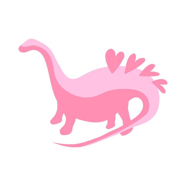 女の子のためのかわいいピンクの恐竜の赤ちゃんの要素背中にハートの装飾的な要素ピンクの恐竜