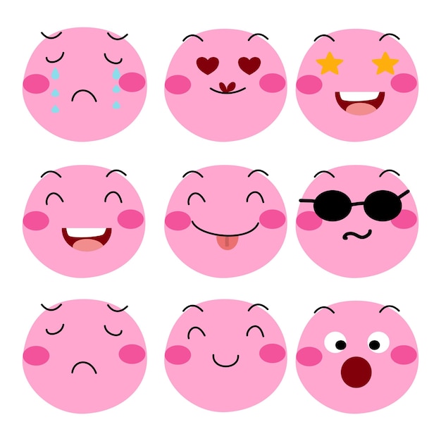 Vettore illustrazione di emoticon rosa carino