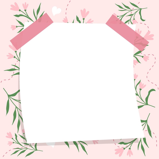 Premium Vector Cute pink floral notepad memo pad background