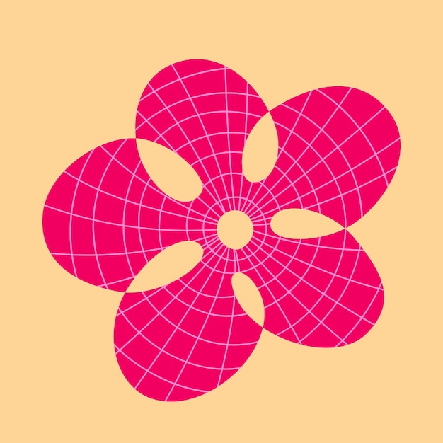 선 세부 사항과 베이지색 배경이 있는 귀여운 분홍색 꽃 완전히 편집 가능