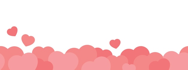Vector cute pink heart bottom border seamless pattern perfect for valentine's day