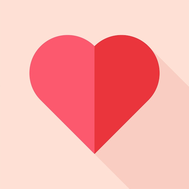 Cute pink heart flat style vector icon