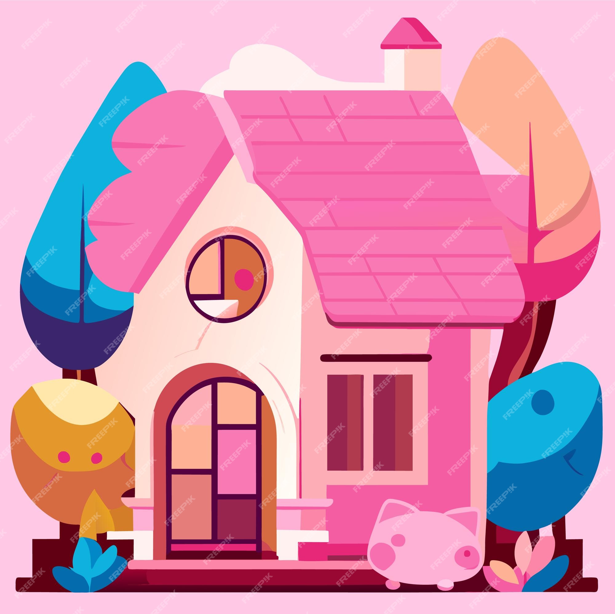 Premium Vector  A watercolor illustration of a colorful doll house