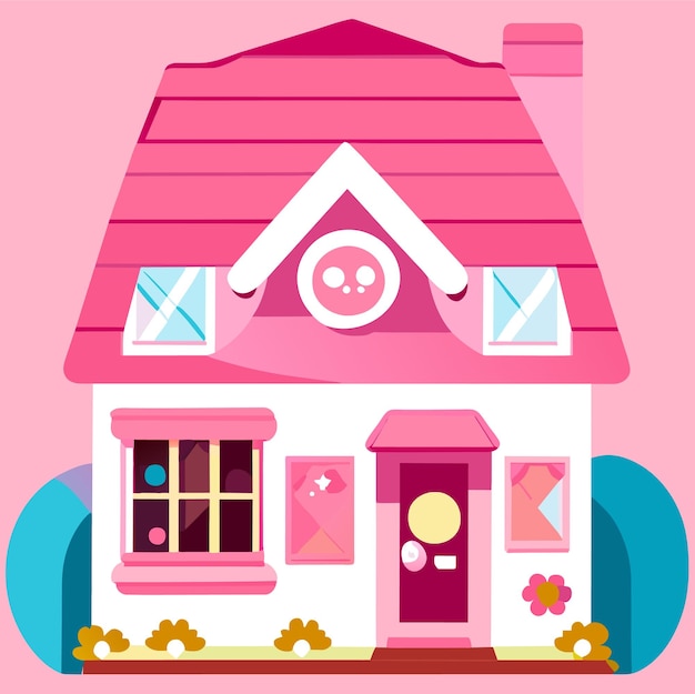 Cute pink house vector