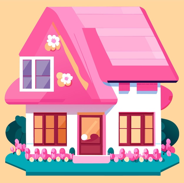 Cute pink House vector