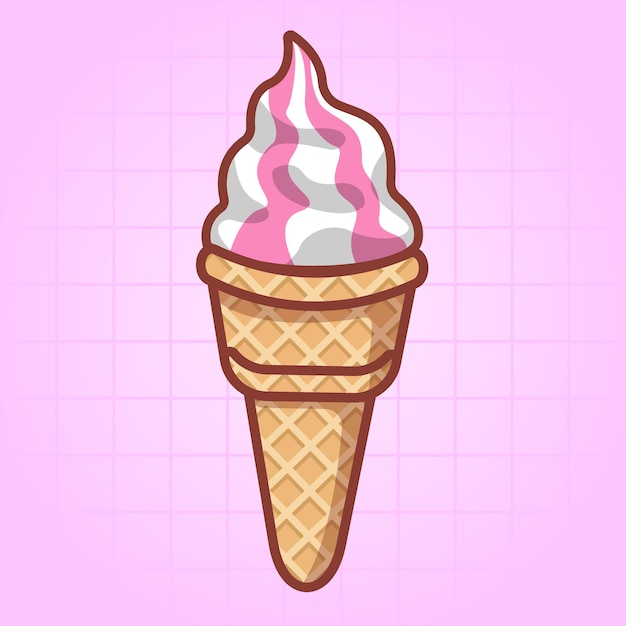 Illustrazione vettoriale di fragola gelato rosa carino