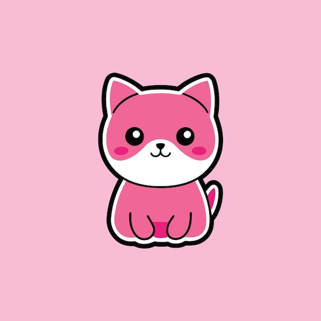 A Cute Pink Kitty with a Pink Nose Sticker Pink Kitty Sticker