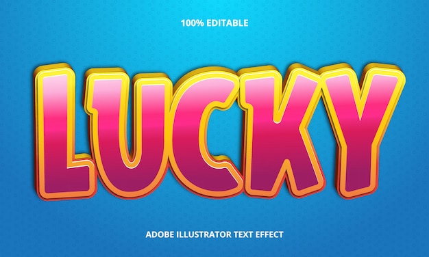 Vector cute pink lucky text effect editable