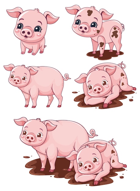 Cute Pink Piglet Cartoon Collection