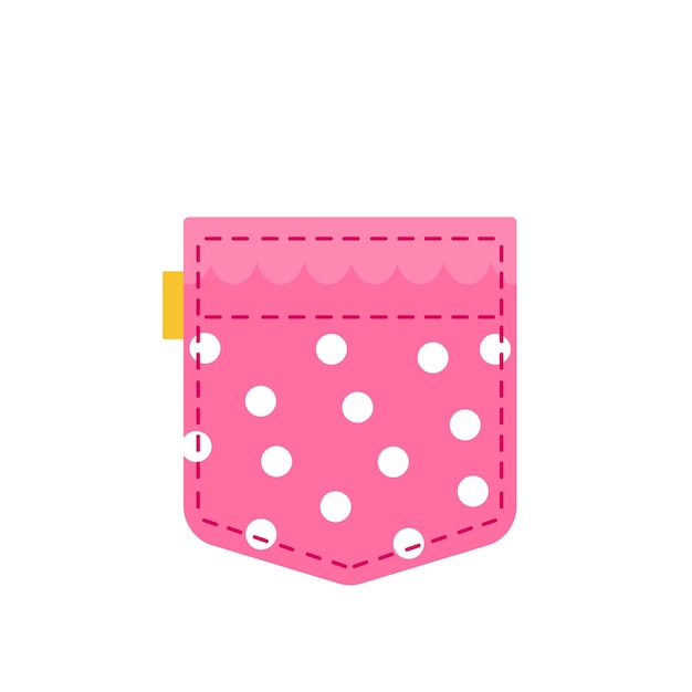 Симпатичный розовый карман в горошек шаблон женской одежды для текста и темы векторные иллюстрации