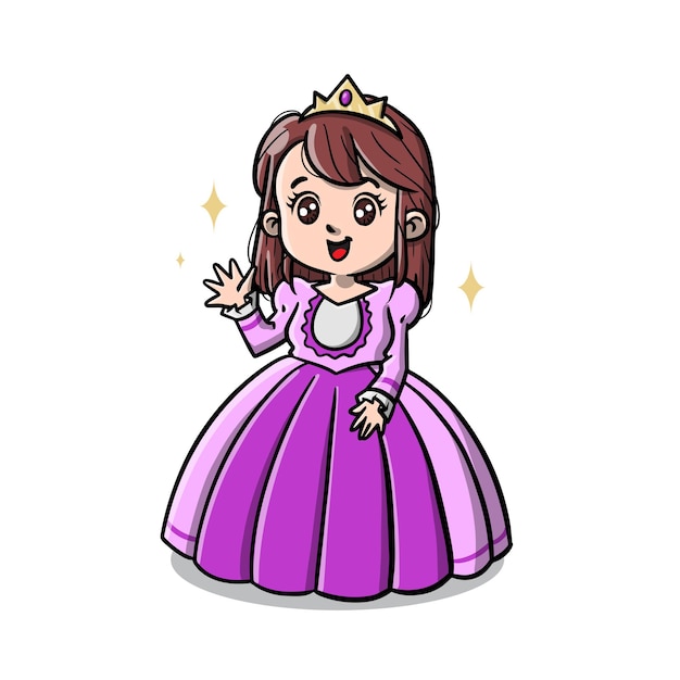 Vector cute pink princess cartoon