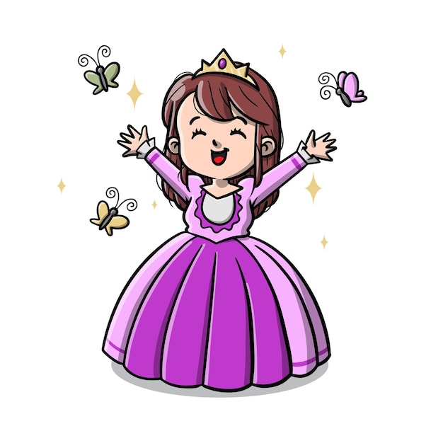 Vector cute pink princess cartoon