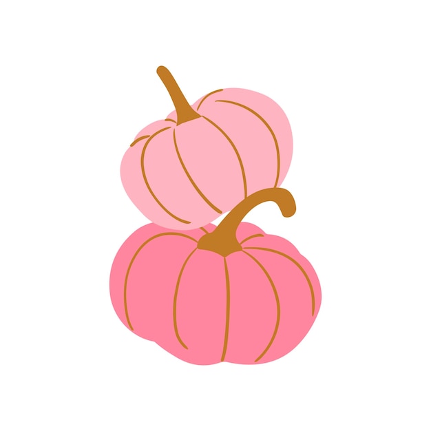 Vector cute pink pumpkin icon flat style isolated on white backdrop