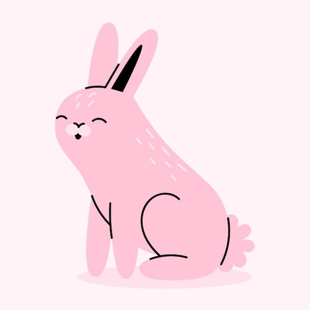 Simpatico coniglio rosa animali da fattoria animali domestici animali della foresta lepre selvatica coniglietto pasquale cartoon illustrazione vettoriale isolata su sfondo bianco