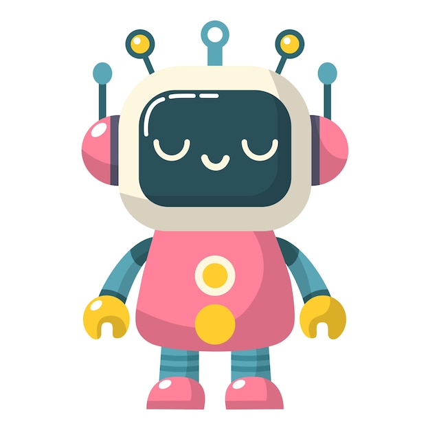 Vector cute pink robot with buttons