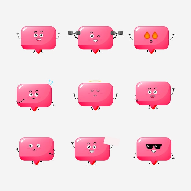 Cute pink speech bubble character vector illustration