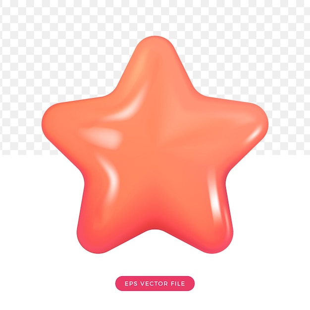 Cute pink star 3d cute icon 3d render style