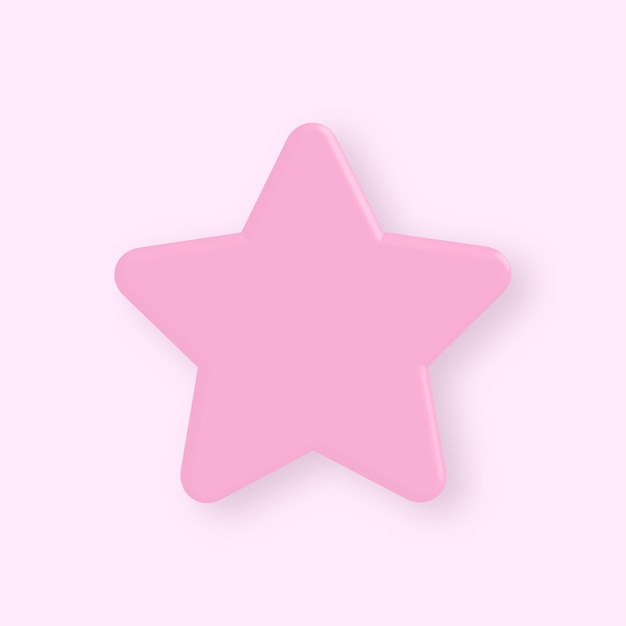 Cute pink star icon isolated on pink background. 3d vector illustration. trendy style