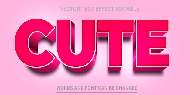 Cute Pink Text Effect Editable Vector