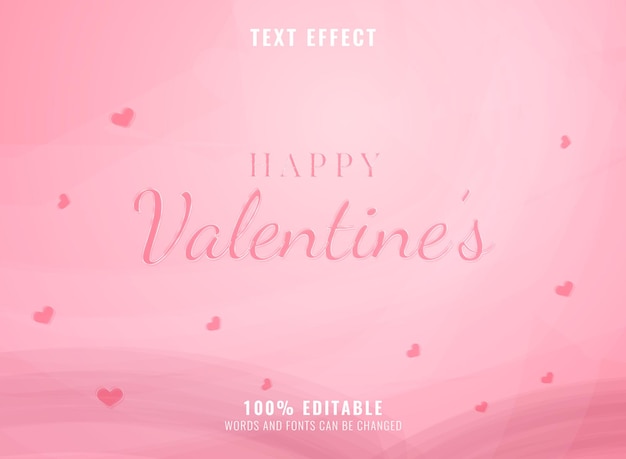 Cute pink watercolor happy valentines day text effect