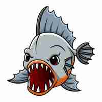 Vector cute piranha cartoon a swimming