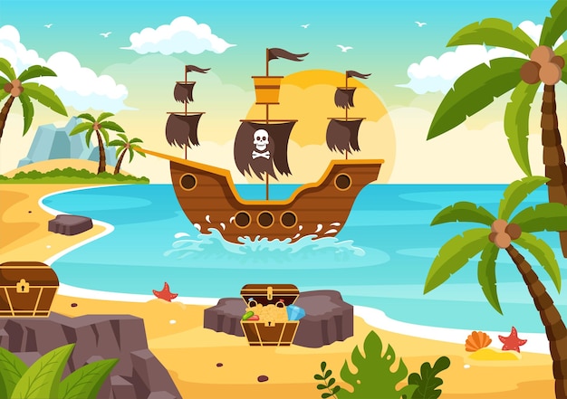 Cute Pirate Cartoon Character Illustration