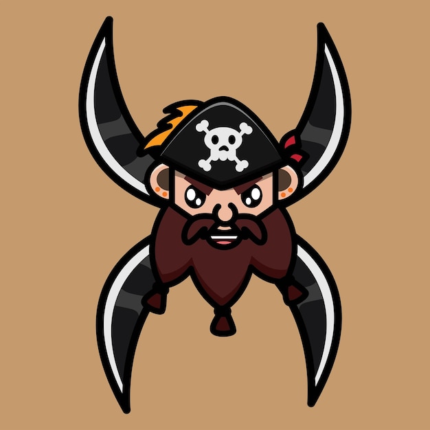 cute pirate character mascot with sword