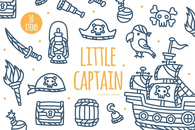 Vector cute pirate theme element graphic set