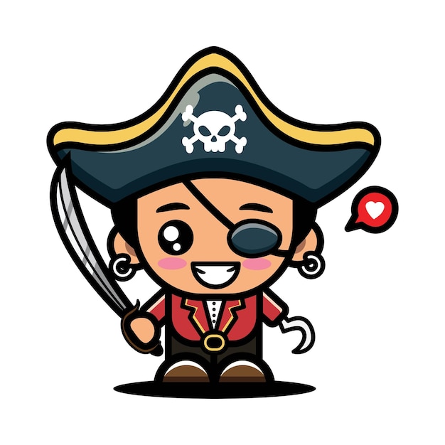 Vector cute pirate vector character design illustration