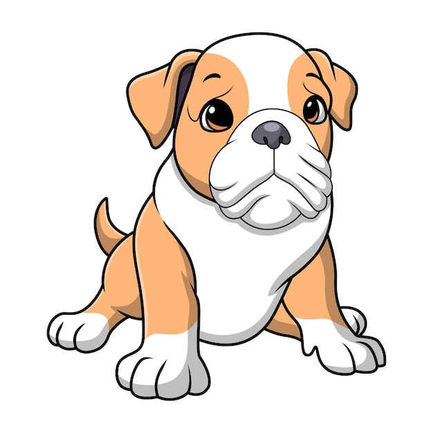 Vector cute pitbull cartoon on white background