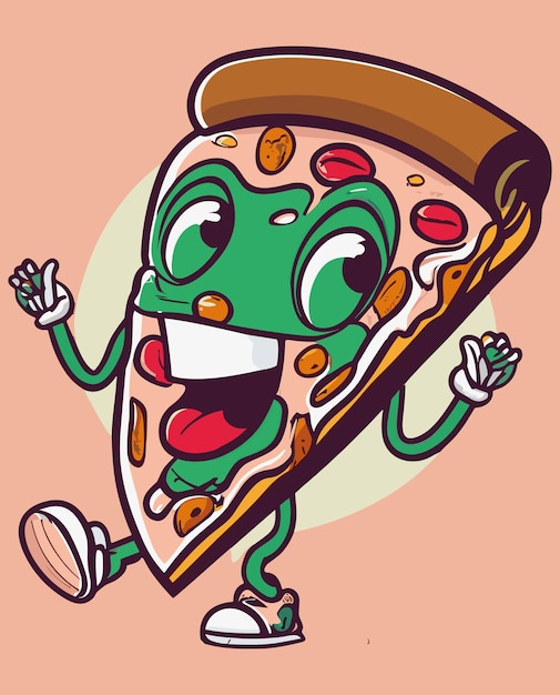 Vector cute pizza drawing vector illustration fast food icon concept isolated vector image