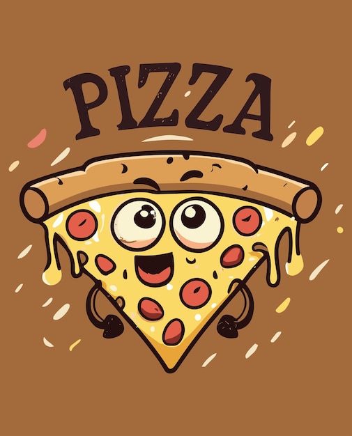 Симпатичные Пиццы Рисунок Векторные Иллюстрации Икона Фаст Фуда Концепция Изолированные Векторные Изображения