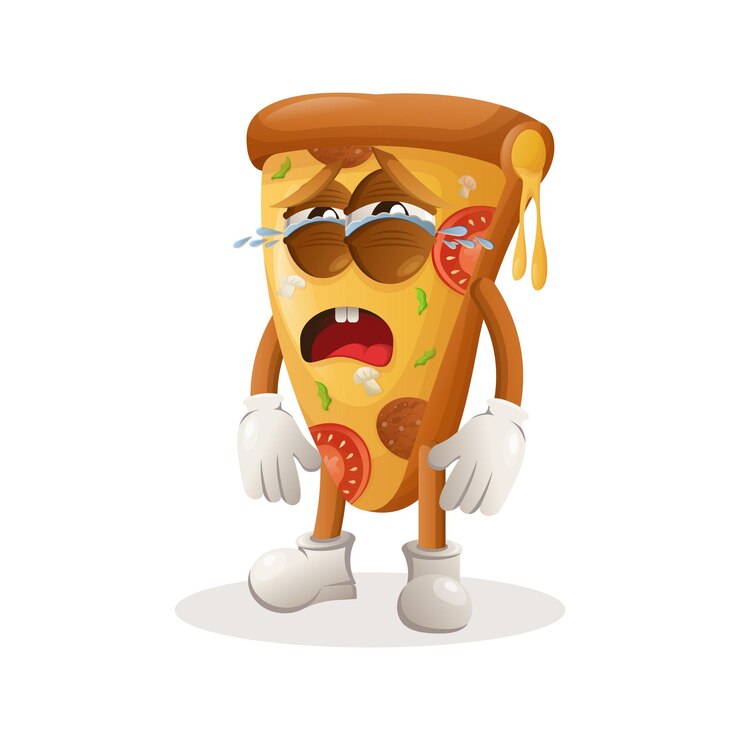 Vector cute pizza mascot crying