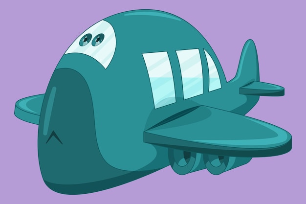 Vector cute plane character design illustration
