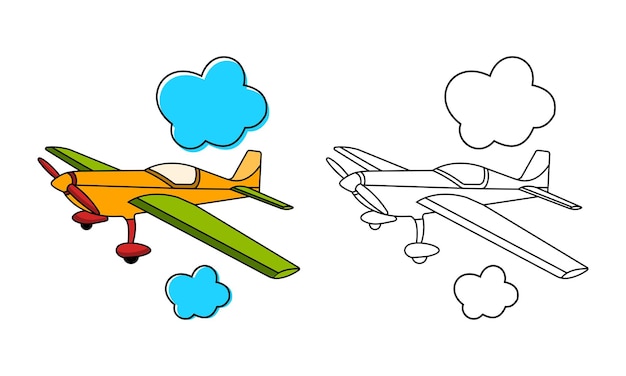 Cute plane kids coloring book