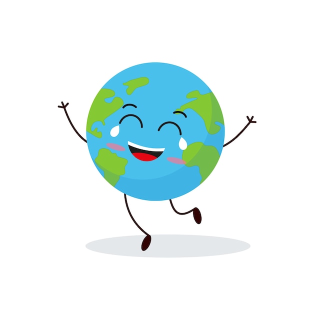 Cute planet earth character cartoon planet emoji collection earth day card vector illustration