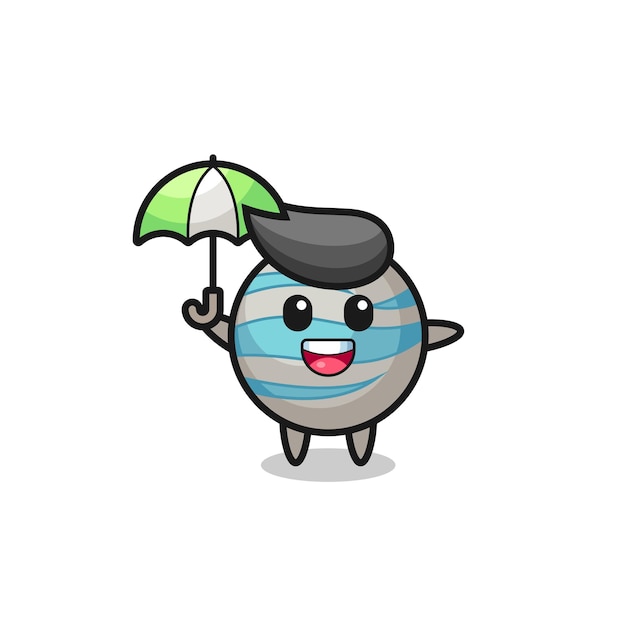 Cute planet illustration holding an umbrella  cute style design for t shirt sticker logo element