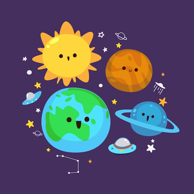 Vector cute planet illustration