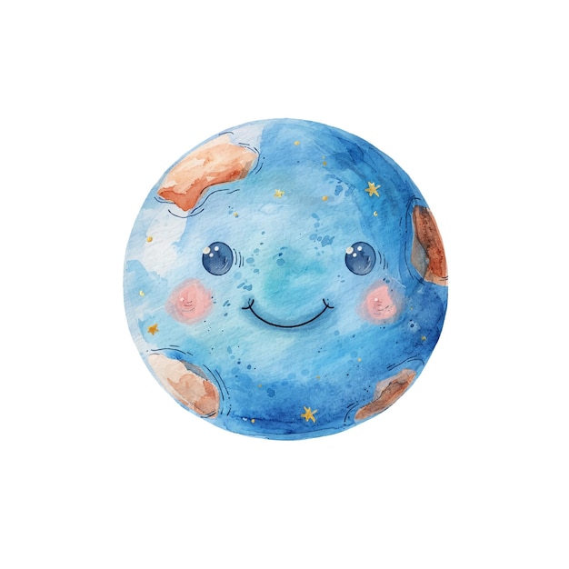 Vector cute planet vector illustration in watercolour style