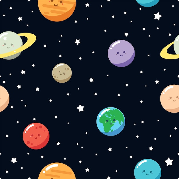 Vector cute planets pattern