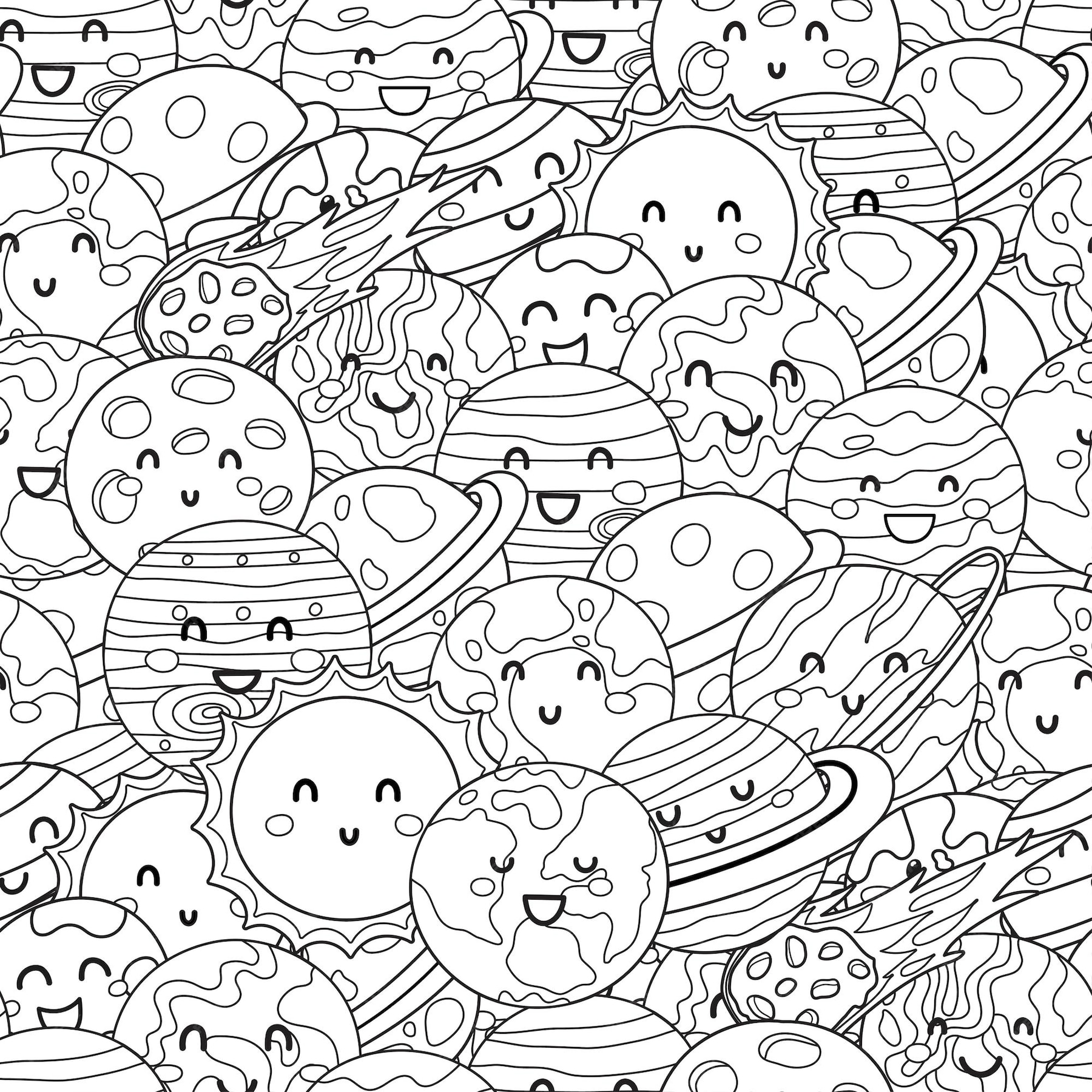 Premium Vector | Cute planets space seamless pattern. Solar system