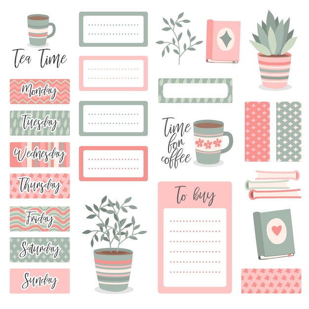 Cute planner scrapbook elements pack