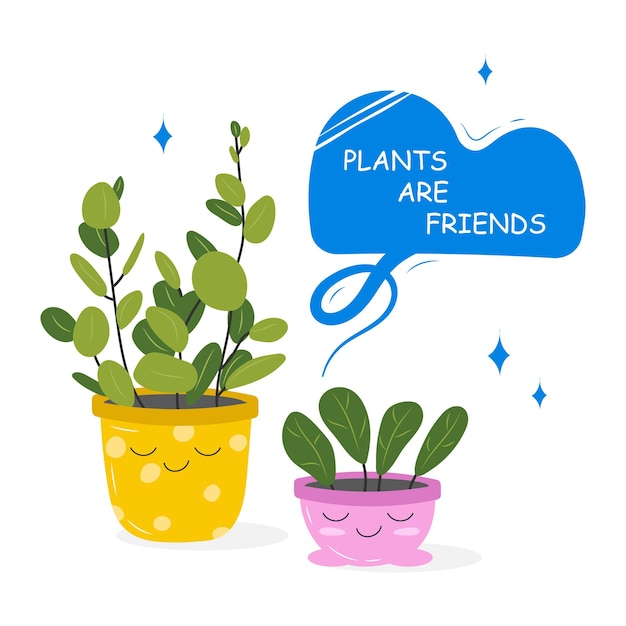 Doodle di vettore del modello di citazione amante delle piante carino per banner blog