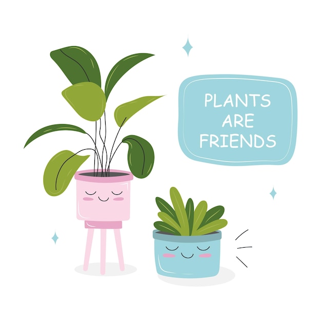 Vector cute plant lover quote template vector doodle for blog banner