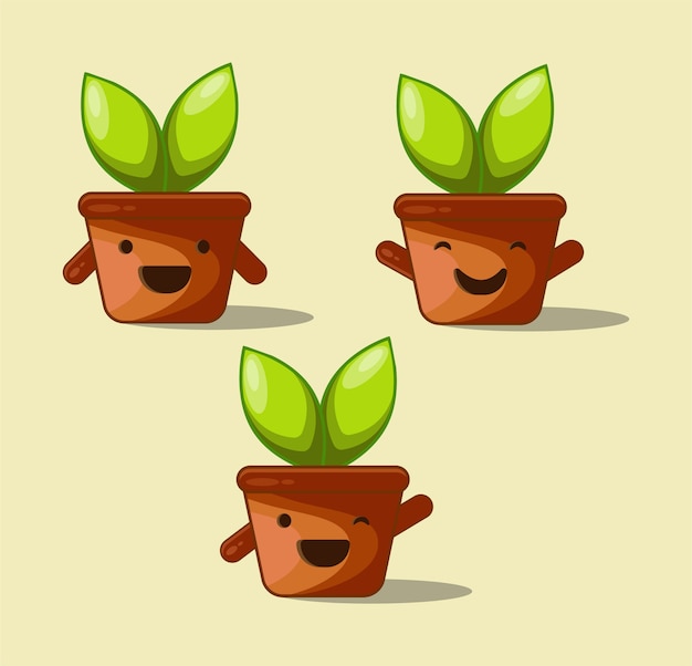 Vector cute plant in pot illustration