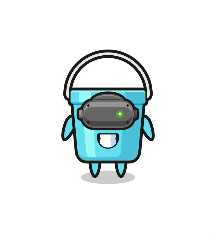 Vector cute plastic bucket using vr headsetxa