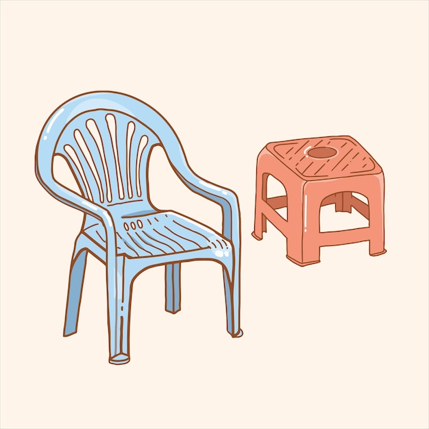 cute plastic chair illustration vector