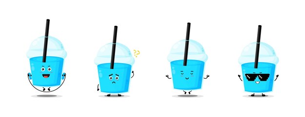 Vector cute plastic cup character collection