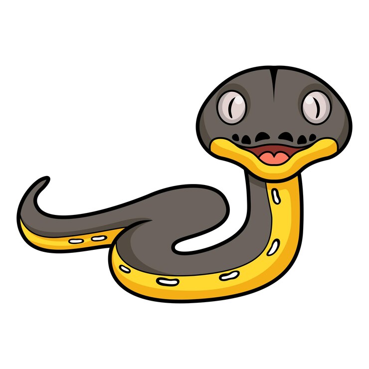 Vector cute platinum titanium reticulated python cartoon
