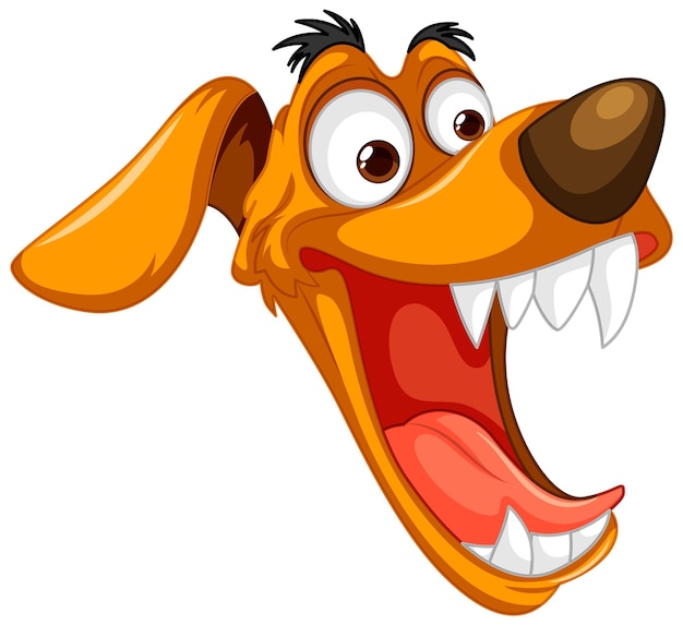 Cute playful crazy dog cartoon head